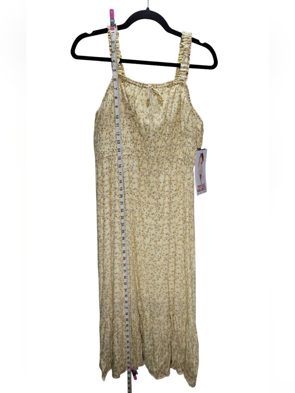 0149 Celebrity Pink Xl NWT Floral Butter Yellow Cottagecore Boho Dress New XL - Picture 3 of 11